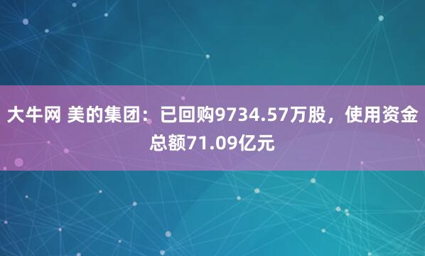 大牛网 美的集团:已回购9734.57万股,使用资金总额71.09亿元