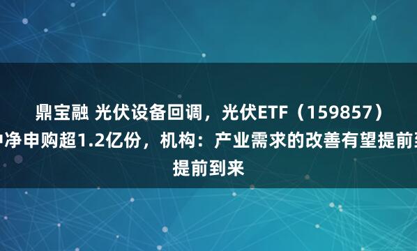 鼎宝融 光伏设备回调,光伏ETF(159857)盘中净申购超1.2亿份,机构:产业需求的改善有望提前到来